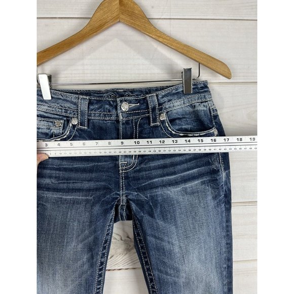 Miss Me Jeans Womens 28 Blue Bootcut Embroidered Pocket Low Rise Stretch - Picture 8 of 12